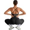 imageMOOSLOVER Women V Cross Waist Butt Lifting Leggings with Pockets High Waisted Yoga PantsBlackruched Side