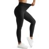 imageMOOSLOVER Women V Cross Waist Butt Lifting Leggings with Pockets High Waisted Yoga PantsBlackruched Side