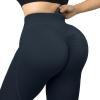 imageMOOSLOVER Women V Cross Waist Butt Lifting Leggings with Pockets High Waisted Yoga PantsBlue Ashes