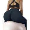 imageMOOSLOVER Women V Cross Waist Butt Lifting Leggings with Pockets High Waisted Yoga PantsBlue Ashes