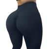 imageMOOSLOVER Women V Cross Waist Butt Lifting Leggings with Pockets High Waisted Yoga PantsBlue Ashes