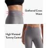 imageMOOSLOVER Women V Cross Waist Butt Lifting Leggings with Pockets High Waisted Yoga PantsGreyruched Side