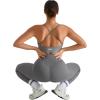 imageMOOSLOVER Women V Cross Waist Butt Lifting Leggings with Pockets High Waisted Yoga PantsGreyruched Side