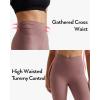 imageMOOSLOVER Women V Cross Waist Butt Lifting Leggings with Pockets High Waisted Yoga PantsRosy Brownruched Side