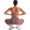 imageMOOSLOVER Women V Cross Waist Butt Lifting Leggings with Pockets High Waisted Yoga PantsRosy Brownruched Side