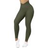 imageMOOSLOVER Women V Cross Waist Butt Lifting Leggings with Pockets High Waisted Yoga PantsArmy Green