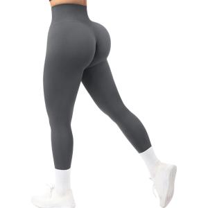 imageMOOSLOVER Seamless Butt Lifting Workout Leggings for Women High Waist Yoga Pants Compression Contour Tights1 Grey