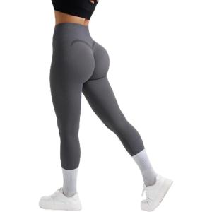 imageMOOSLOVER Seamless Butt Lifting Workout Leggings for Women High Waist Yoga Pants Compression Contour TightsGreysmile Contour