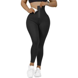 imageMOOSLOVER Women Corset High Waisted Leggings with Pockets Tummy Control Body Shaper Yoga Pants3 Black997