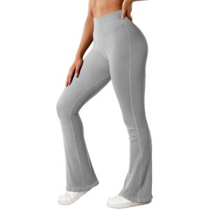 imageMOOSLOVER Women Ribbed Bootcut Yoga Pants High Waisted Flare Bootleg Workout Leggings