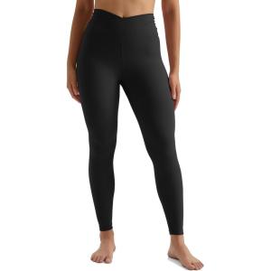 imageMOOSLOVER Women V Cross Waist Butt Lifting Leggings with Pockets High Waisted Yoga PantsBlackruched Side