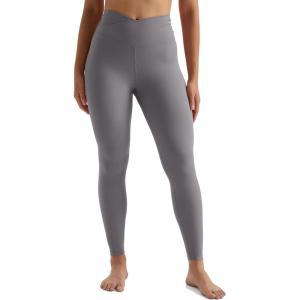 imageMOOSLOVER Women V Cross Waist Butt Lifting Leggings with Pockets High Waisted Yoga PantsGreyruched Side