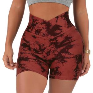 imageMOOSLOVER Women V Cross Waist Workout Shorts Butt Lifting High Waisted Biker Shorts