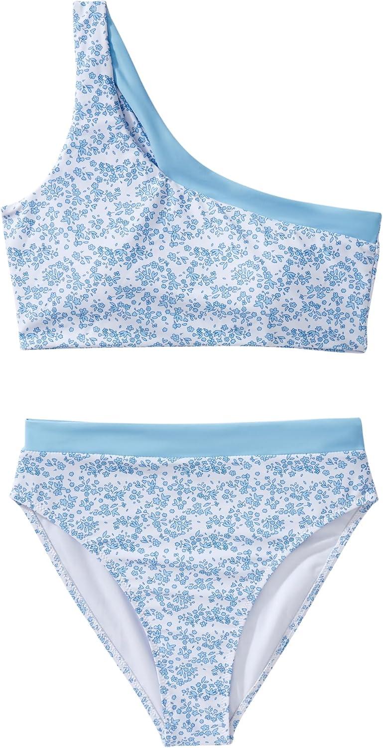 imageMOOSLOVER Women Cutout One Shoulder High Waisted Bikini High Cut Two Piece SwimsuitsBlue Floral23
