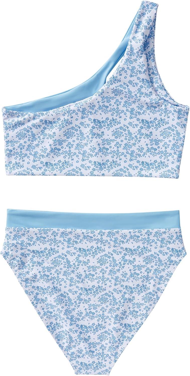 imageMOOSLOVER Women Cutout One Shoulder High Waisted Bikini High Cut Two Piece SwimsuitsBlue Floral23