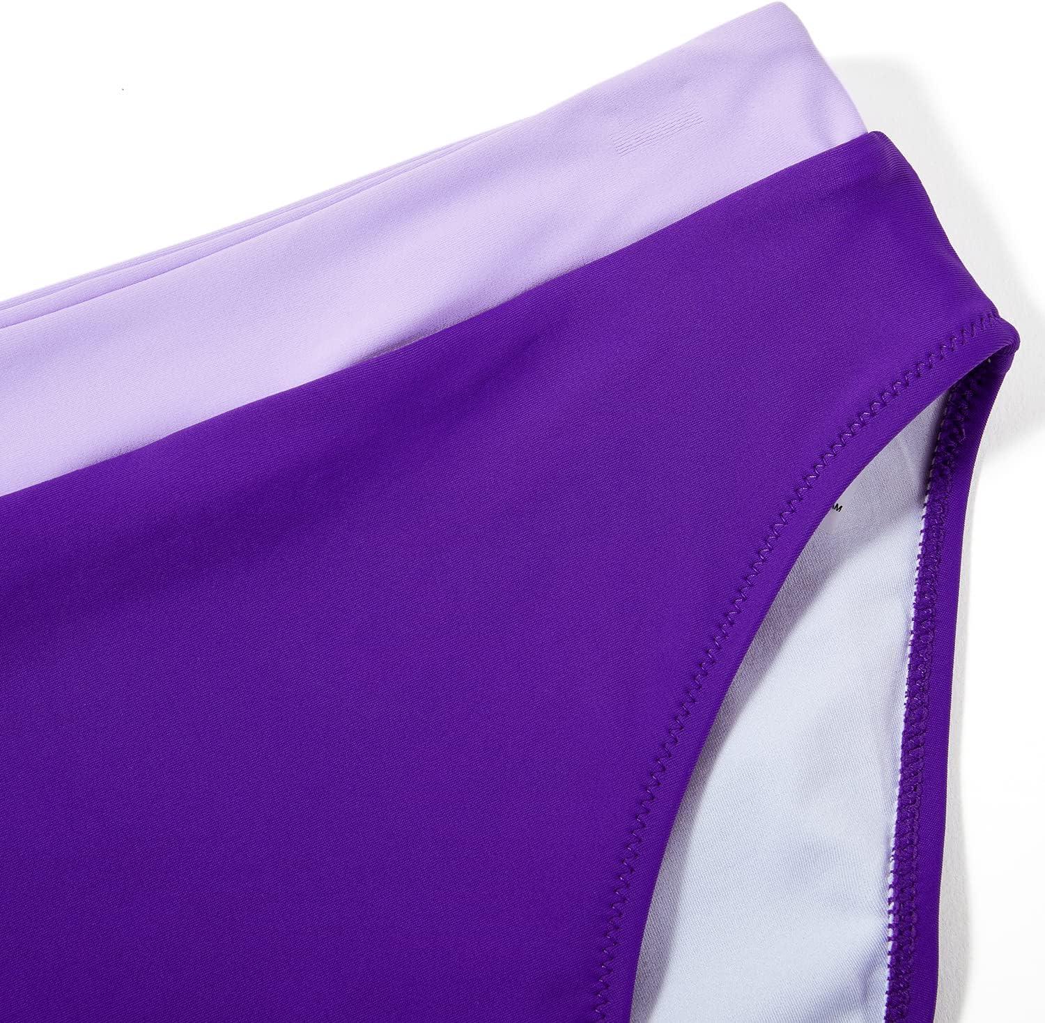 imageMOOSLOVER Women Cutout One Shoulder High Waisted Bikini High Cut Two Piece SwimsuitsLight Purple11