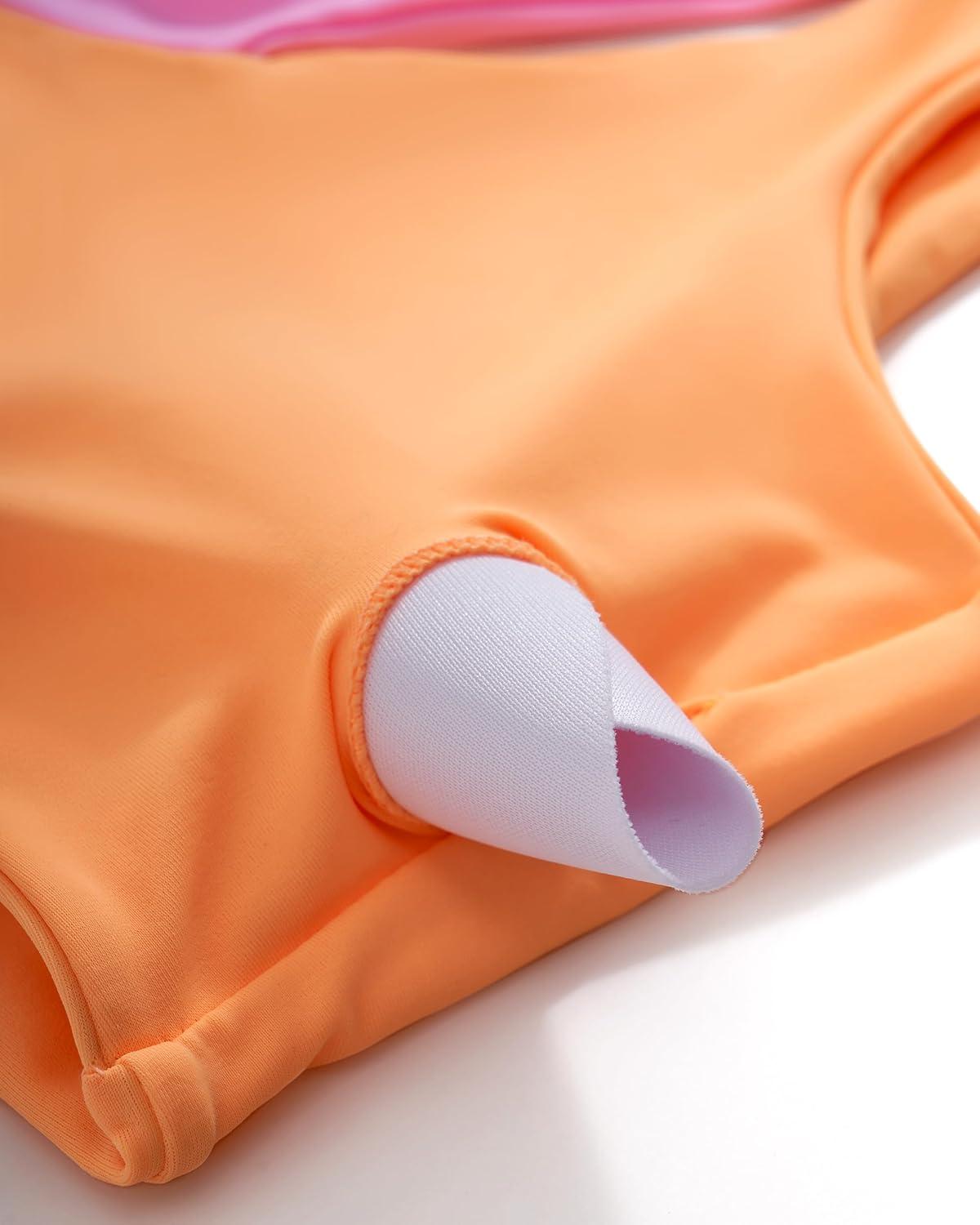 imageMOOSLOVER Women Cutout One Shoulder High Waisted Bikini High Cut Two Piece SwimsuitsPink Orange20
