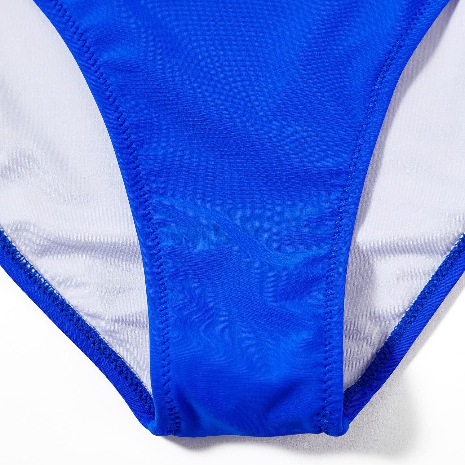 imageMOOSLOVER Women Cutout One Shoulder High Waisted Bikini High Cut Two Piece SwimsuitsSky Blue12