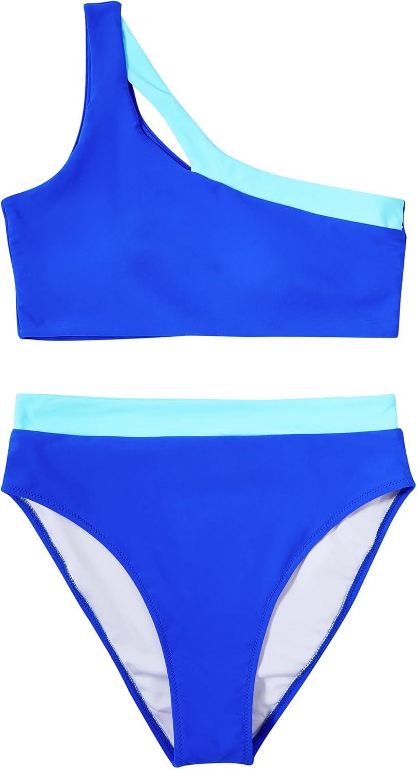 imageMOOSLOVER Women Cutout One Shoulder High Waisted Bikini High Cut Two Piece SwimsuitsSky Blue12