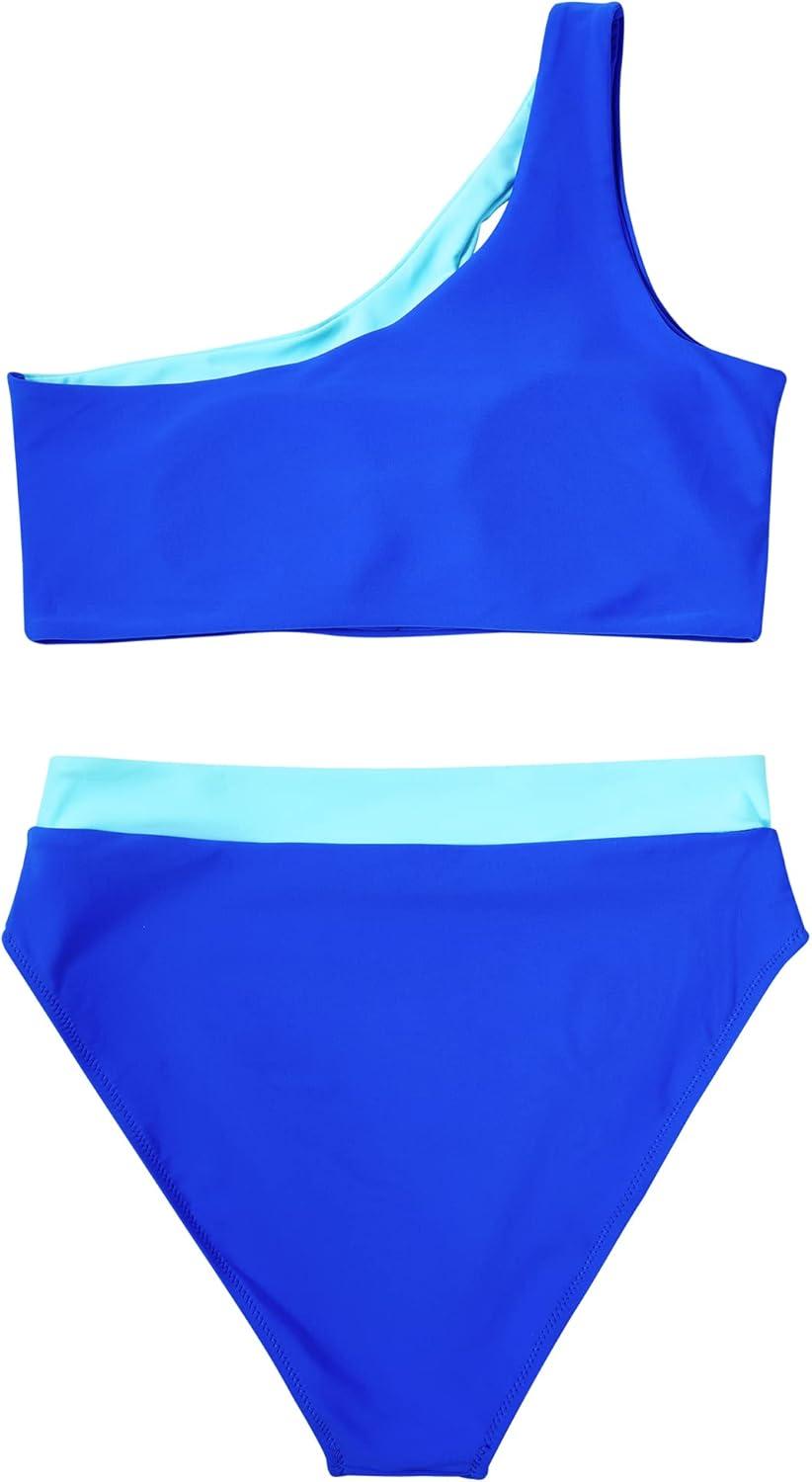 imageMOOSLOVER Women Cutout One Shoulder High Waisted Bikini High Cut Two Piece SwimsuitsSky Blue12