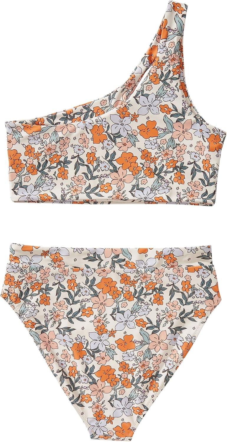 imageMOOSLOVER Women Cutout One Shoulder High Waisted Bikini High Cut Two Piece SwimsuitsYellow Floral22