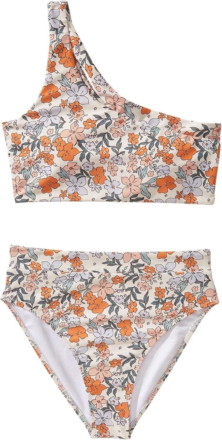 imageMOOSLOVER Women Cutout One Shoulder High Waisted Bikini High Cut Two Piece SwimsuitsYellow Floral22