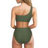 imageMOOSLOVER Women Cutout One Shoulder High Waisted Bikini High Cut Two Piece SwimsuitsArmy Green