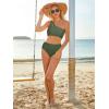 imageMOOSLOVER Women Cutout One Shoulder High Waisted Bikini High Cut Two Piece SwimsuitsArmy Green