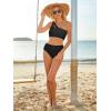 imageMOOSLOVER Women Cutout One Shoulder High Waisted Bikini High Cut Two Piece SwimsuitsBlack