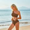 imageMOOSLOVER Women Cutout One Shoulder High Waisted Bikini High Cut Two Piece SwimsuitsCoffee