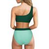 imageMOOSLOVER Women Cutout One Shoulder High Waisted Bikini High Cut Two Piece SwimsuitsDark Green14