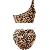 imageMOOSLOVER Women Cutout One Shoulder High Waisted Bikini High Cut Two Piece SwimsuitsLeopard24