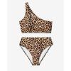 imageMOOSLOVER Women Cutout One Shoulder High Waisted Bikini High Cut Two Piece SwimsuitsLeopard24