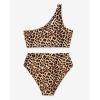 imageMOOSLOVER Women Cutout One Shoulder High Waisted Bikini High Cut Two Piece SwimsuitsLeopard24