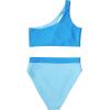imageMOOSLOVER Women Cutout One Shoulder High Waisted Bikini High Cut Two Piece SwimsuitsLight Blue