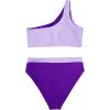 imageMOOSLOVER Women Cutout One Shoulder High Waisted Bikini High Cut Two Piece SwimsuitsLight Purple11