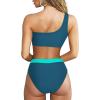 imageMOOSLOVER Women Cutout One Shoulder High Waisted Bikini High Cut Two Piece SwimsuitsNavy Blue