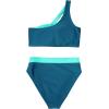 imageMOOSLOVER Women Cutout One Shoulder High Waisted Bikini High Cut Two Piece SwimsuitsNavy Blue