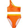 imageMOOSLOVER Women Cutout One Shoulder High Waisted Bikini High Cut Two Piece SwimsuitsOrange Yellow