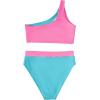 imageMOOSLOVER Women Cutout One Shoulder High Waisted Bikini High Cut Two Piece SwimsuitsPink Blue13