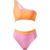 imageMOOSLOVER Women Cutout One Shoulder High Waisted Bikini High Cut Two Piece SwimsuitsPink Orange20