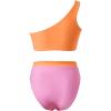 imageMOOSLOVER Women Cutout One Shoulder High Waisted Bikini High Cut Two Piece SwimsuitsPink Orange20