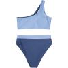 imageMOOSLOVER Women Cutout One Shoulder High Waisted Bikini High Cut Two Piece SwimsuitsPurple Blue