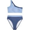 imageMOOSLOVER Women Cutout One Shoulder High Waisted Bikini High Cut Two Piece SwimsuitsPurple Blue