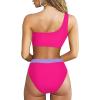imageMOOSLOVER Women Cutout One Shoulder High Waisted Bikini High Cut Two Piece SwimsuitsPurple Rose17