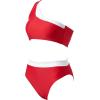 imageMOOSLOVER Women Cutout One Shoulder High Waisted Bikini High Cut Two Piece SwimsuitsRed White21