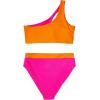 imageMOOSLOVER Women Cutout One Shoulder High Waisted Bikini High Cut Two Piece SwimsuitsRose Orange