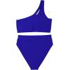 imageMOOSLOVER Women Cutout One Shoulder High Waisted Bikini High Cut Two Piece SwimsuitsRoyal Blue