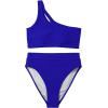 imageMOOSLOVER Women Cutout One Shoulder High Waisted Bikini High Cut Two Piece SwimsuitsRoyal Blue