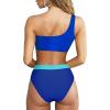 imageMOOSLOVER Women Cutout One Shoulder High Waisted Bikini High Cut Two Piece SwimsuitsSky Blue12
